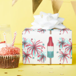 Papel De Regalo Fuegos artificiales del Pop Popsicle Patriótico de