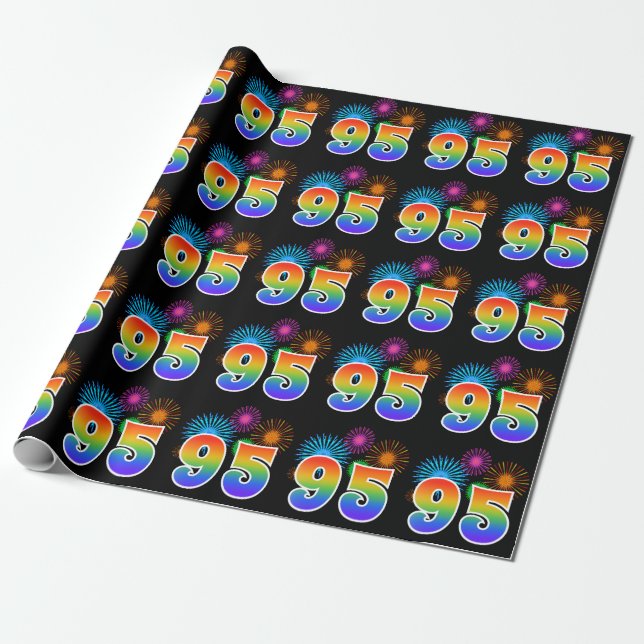 Papel De Regalo Fuegos artificiales divertidos + Patrón Arcoiris " (Desenrollado)