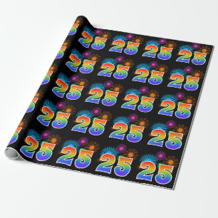 Papel De Regalo Fuegos artificiales divertidos + Patrón Arcoiris "
