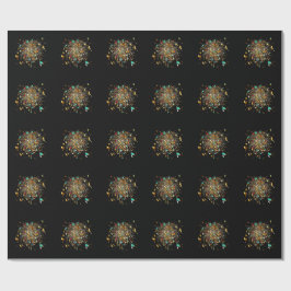 Papel De Regalo Fuegos Artificiales Dorados y Celebración de Confe