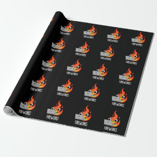 Papel De Regalo Fuegos artificiales Funny Fire Flame Pun Dark BG