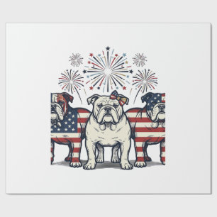 Papel De Regalo Fuegos Artificiales Patrióticos Bulldog Grabado Vi