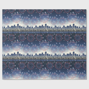Papel De Regalo Fuegos artificiales sobre la ciudad: Celebración d