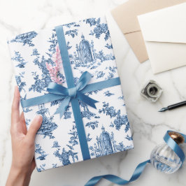 Papel De Regalo Fuentes y árboles fantásticos de la época azul