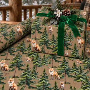 Papel De Regalo Fuerza Rústica Familia de Zorro Rojo en el Bosque