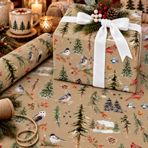 Papel De Regalo Fuerza rústica Todo aves de invierno en el bosque