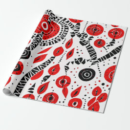 Papel De Regalo Fuerza tribal: rojo, negro y blanco