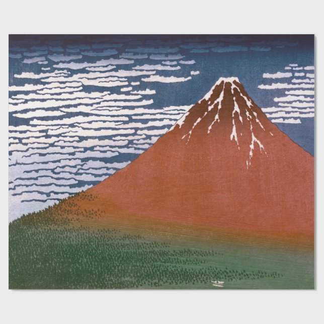 Papel De Regalo Fuji Rojo, El Volcán Aka Fujiyama Katsushika Hokus (Superficie plana)