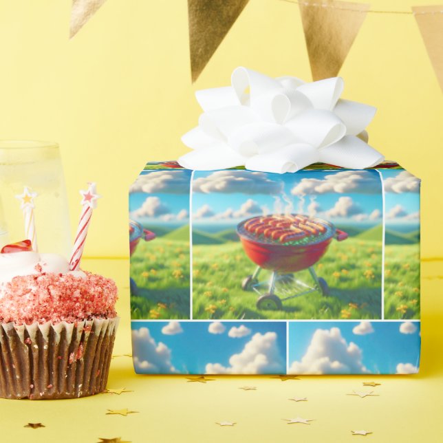 Papel De Regalo Fumar Perros Calientes En La Parrilla BBQ (Fiesta de cumpleaños )