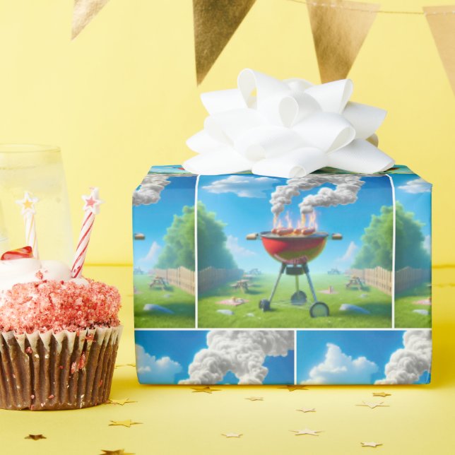 Papel De Regalo Fumar Perros Calientes En La Parrilla BBQ (Fiesta de cumpleaños )