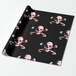 Papel De Regalo Fun American Pirate Skull sobre negro
