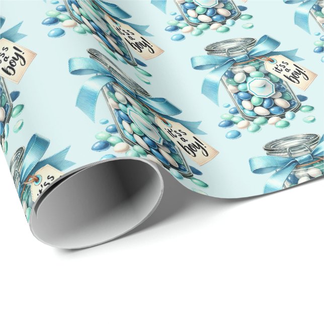 Papel De Regalo Fun boys caramelos bufé de bebé ducha de azulejos (Esquina del rollo)