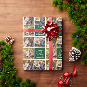 Papel De Regalo Fun Calligraphy Script Holiday 3 Foto Verde