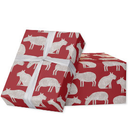 Papel De Regalo Fun Capybara Navidades rojos