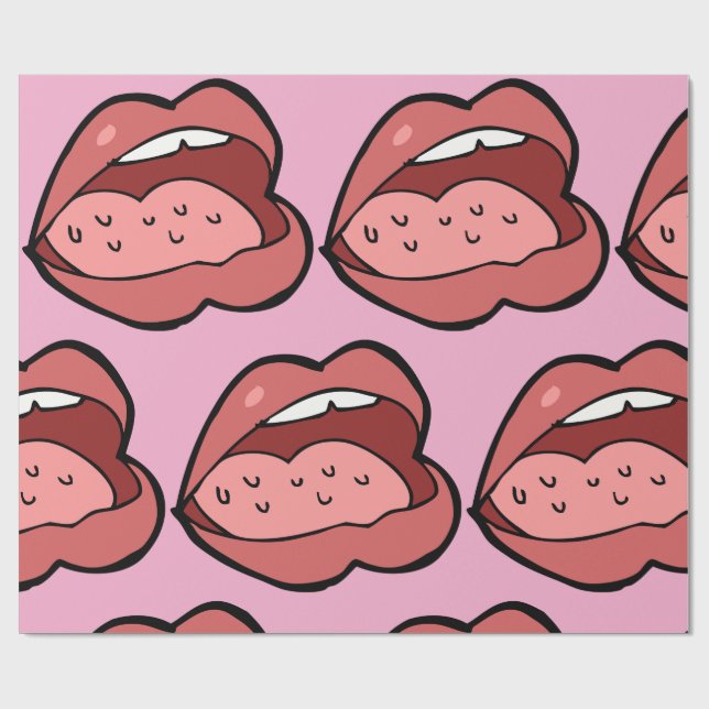 Papel De Regalo Fun Cartoon Open Mouth and Lips (Superficie plana)