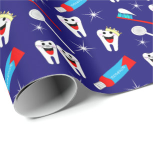 Papel De Regalo Fun Clínica Dental Dentista Personalizado Teeth Pa