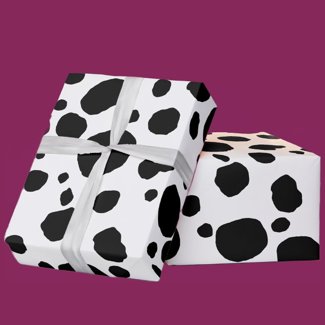 Papel De Regalo Fun Cow Print Western Spots Pattern Black White (Subido por el creador)
