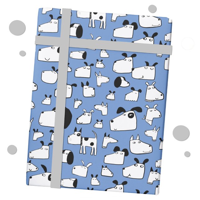 Papel De Regalo Fun Dog Blue (Dog fun blue gift wrap paper roll)