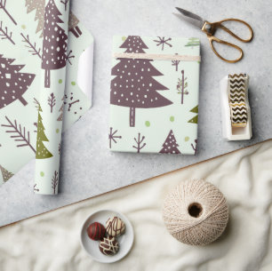 Papel De Regalo Fun Festim Green Christmas Tree Pattern