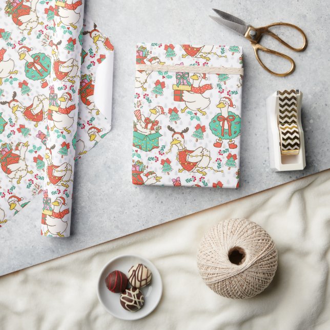 Papel De Regalo Fun Festive Christmas Goose (Artesanía)