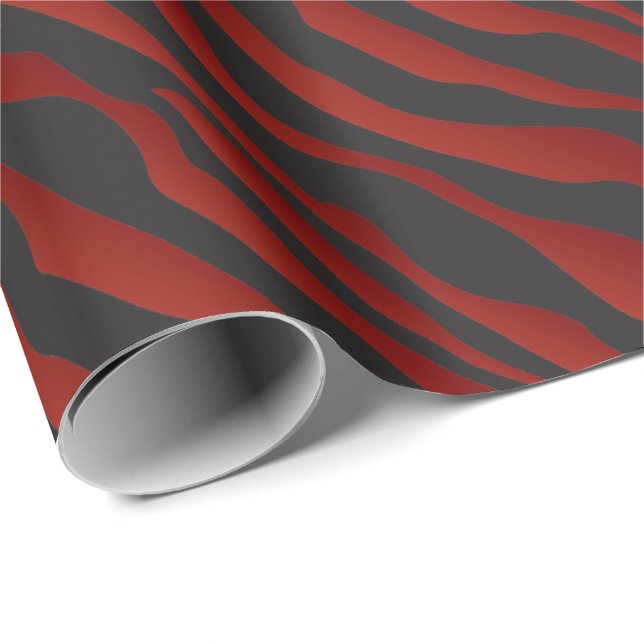 Papel De Regalo Fun Garnet Red Zebra Estampada Toda Ocasión (Esquina del rollo)