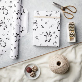 Papel De Regalo Fun Modern Panda Kids Cumpleaños