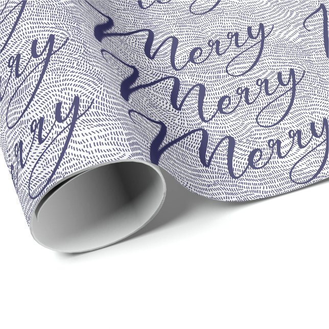 Papel De Regalo Fun moderno Doodle Blue Merry Navidad (Esquina del rollo)