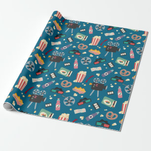 Papel De Regalo Fun Movie Night Film Popcorn Pattern