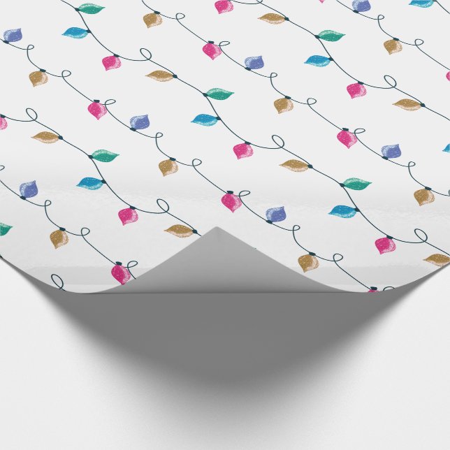 Papel De Regalo Fun Multicoleo Purpurina Navidades Luces (Esquina)