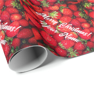 Papel De Regalo Fun personalizado de fresa roja Navidades envolver