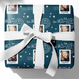 Papel De Regalo Fun Photo Stamp Gift Identifier Abierto En Navidad