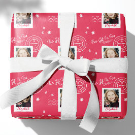 Papel De Regalo Fun Photo Stamp Gift Identifier Abierto En Navidad