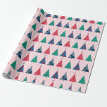 Papel De Regalo Fun Pink Christmas Tree Holiday<br><div class="desc">Papel de envolvimiento de vacaciones del patrón de árbol de Navidad rosa divertido</div>