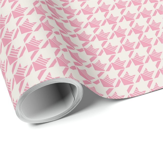 Papel De Regalo Fun Pink Houndstoth (Esquina del rollo)