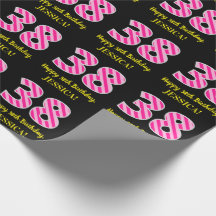 Fun Pink Stripes "38"; Feliz cumpleaños 38; Nombre