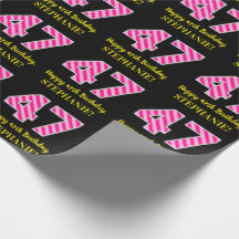 Fun Pink Stripes "47"; Feliz cumpleaños 47; Nombre