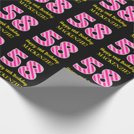 Papel De Regalo Fun Pink Stripes "58"; Feliz cumpleaños número 58;