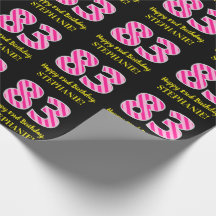 Fun Pink Stripes "83"; Feliz cumpleaños número 83;
