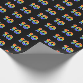 Papel De Regalo Fun Rainbow Spectrum Pattern "10" Número de evento