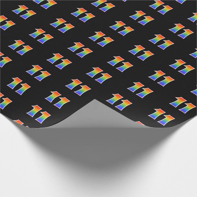 Papel De Regalo Fun Rainbow Spectrum Pattern "11" Número de evento (Esquina)