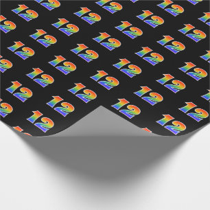 Papel De Regalo Fun Rainbow Spectrum Pattern "12" Número de evento