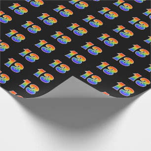 Papel De Regalo Fun Rainbow Spectrum Pattern "13" Número de evento
