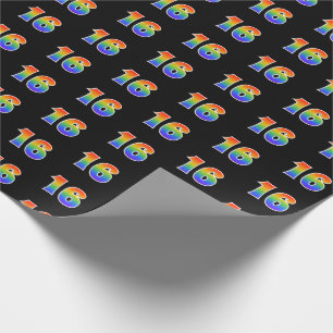 Papel De Regalo Fun Rainbow Spectrum Pattern "16" Número de evento
