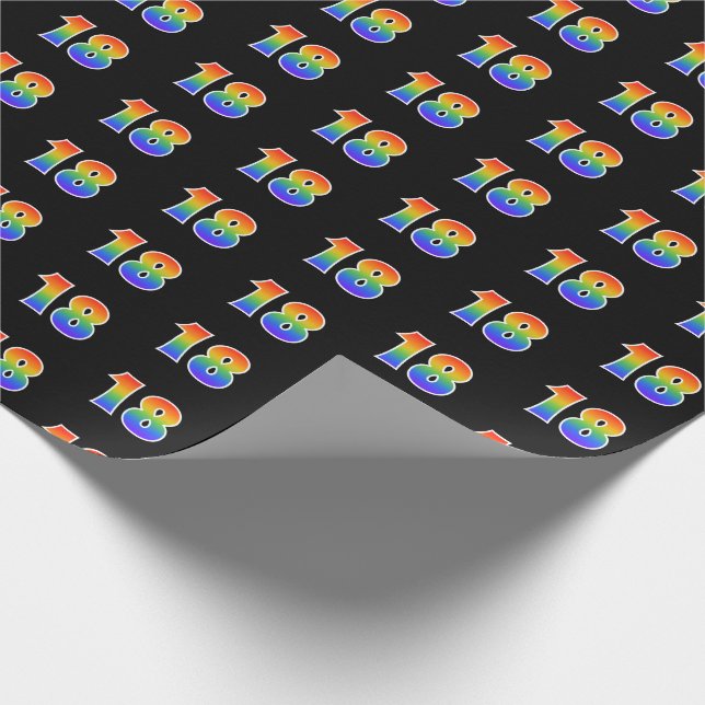 Papel De Regalo Fun Rainbow Spectrum Pattern "18" Número de evento (Esquina)