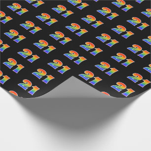 Papel De Regalo Fun Rainbow Spectrum Pattern "21" Número de evento