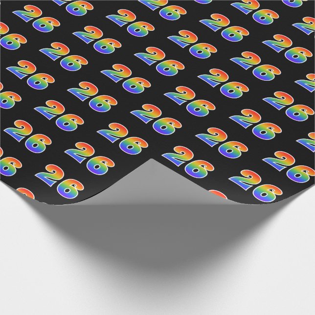 Papel De Regalo Fun Rainbow Spectrum Pattern "26" Número de evento (Esquina)