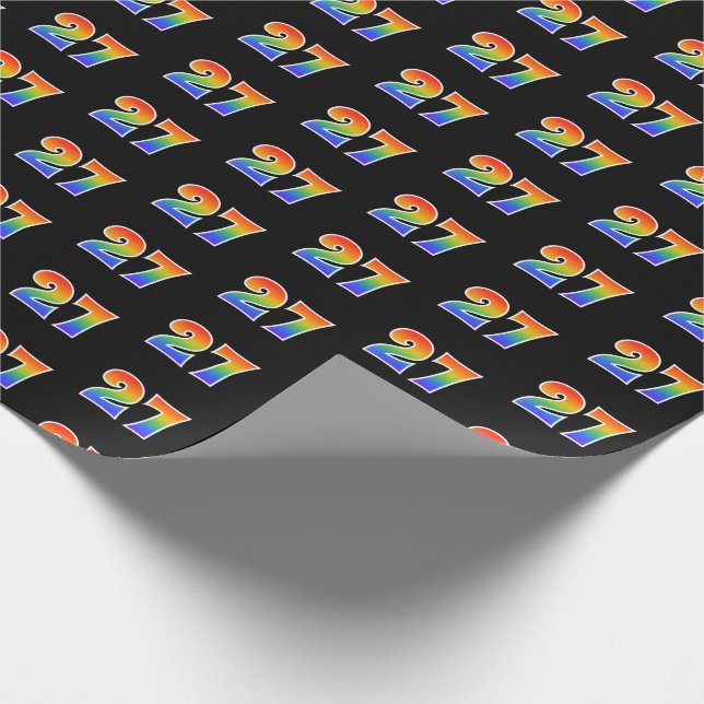 Papel De Regalo Fun Rainbow Spectrum Pattern "27" Número de evento (Esquina)