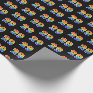 Papel De Regalo Fun Rainbow Spectrum Pattern "29" Número de evento