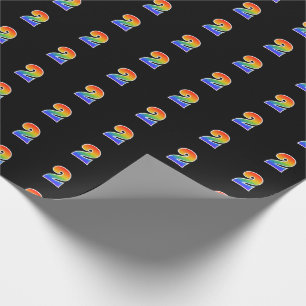 Papel De Regalo Fun Rainbow Spectrum Pattern "2" Número de evento