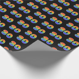 Papel De Regalo Fun Rainbow Spectrum Pattern "30" Número de evento
